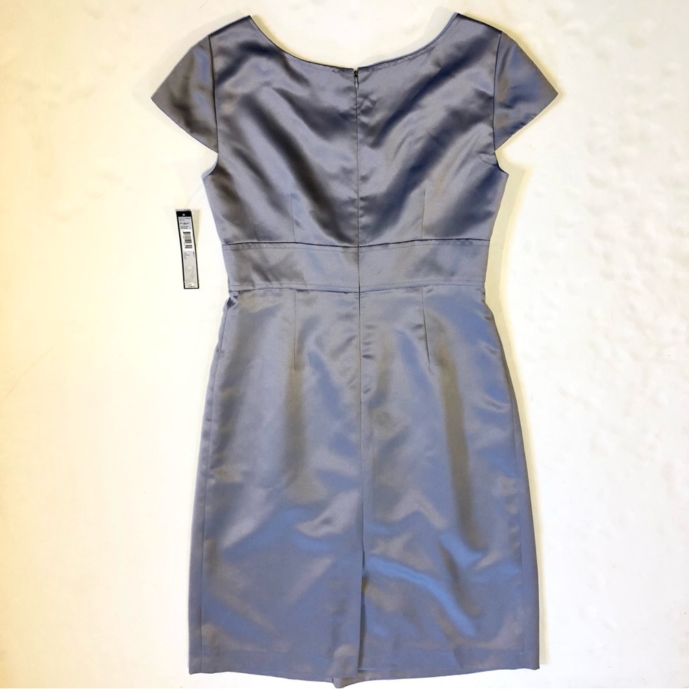 NWT Tahari Pewter Grey Paula Satin Dress 8 - Picture 11 of 15